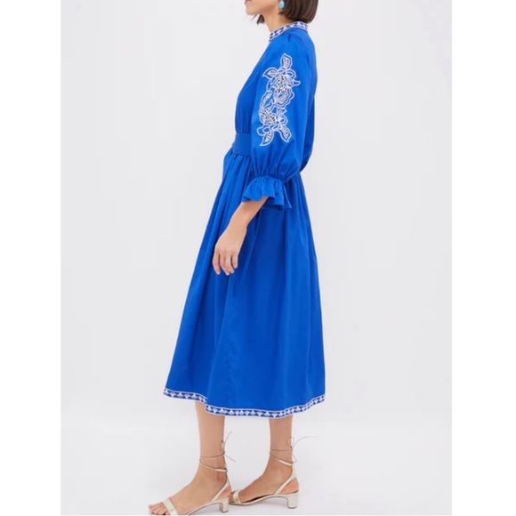 HYACINTH HOUSE Royal Blue with Baby Blue Embroidery Dowling Midi Dress - Picture 3 of 12
